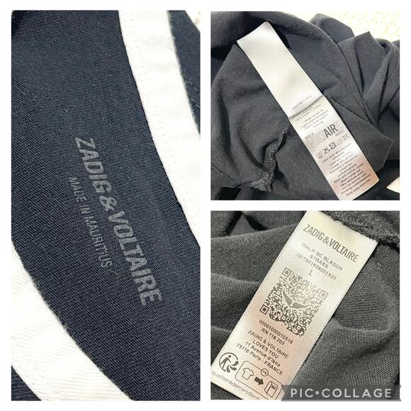 Zadig & Voltaire Walk Diamante Insignia T Shirt SZ L - Picture 7 of 9